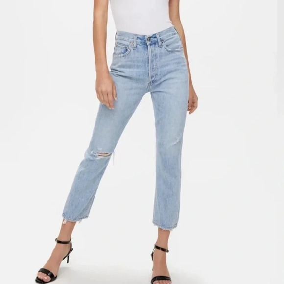 AGolde High Rise Straight Riley Crop Jeans - Picture 1 of 8